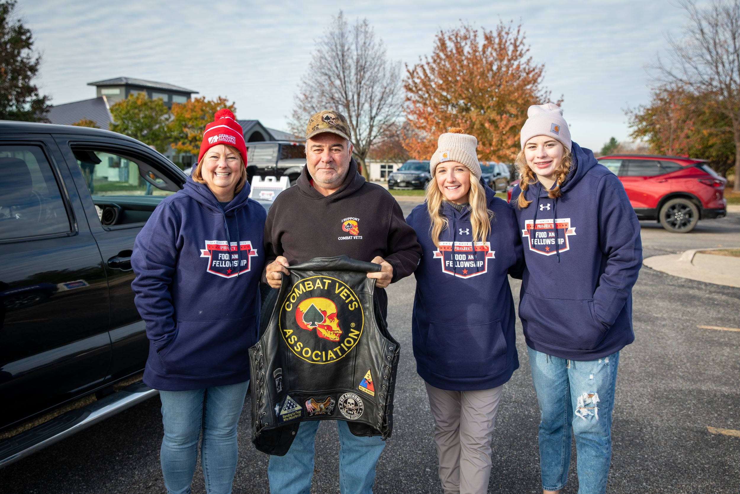 Communications Team with local veteran 