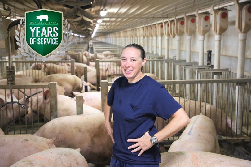 Missy McElroy in the hog barn