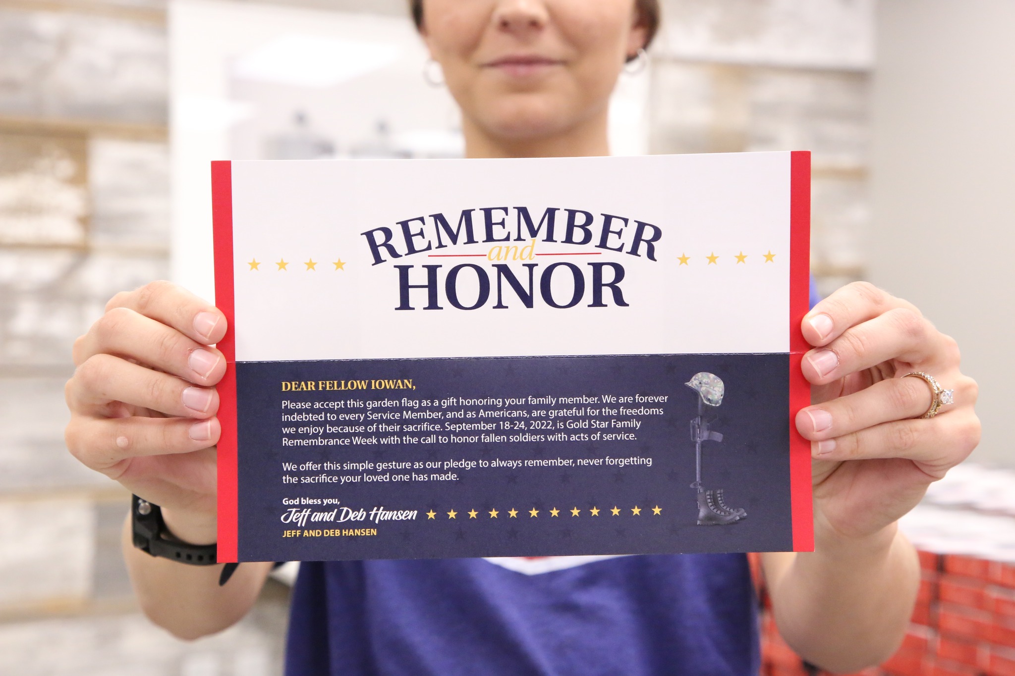Remember and Honor Gold Star insert