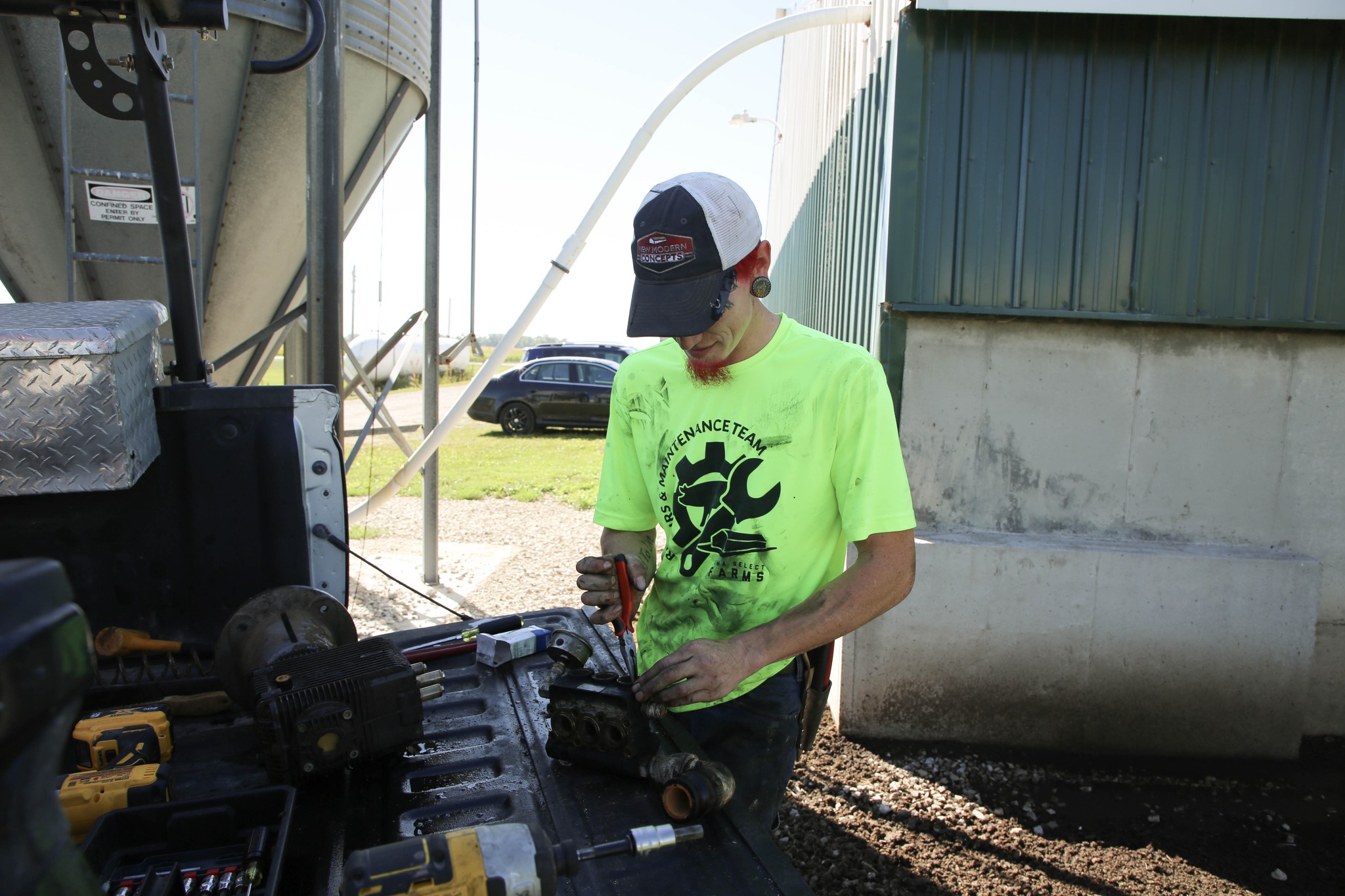 Adam working on an engine