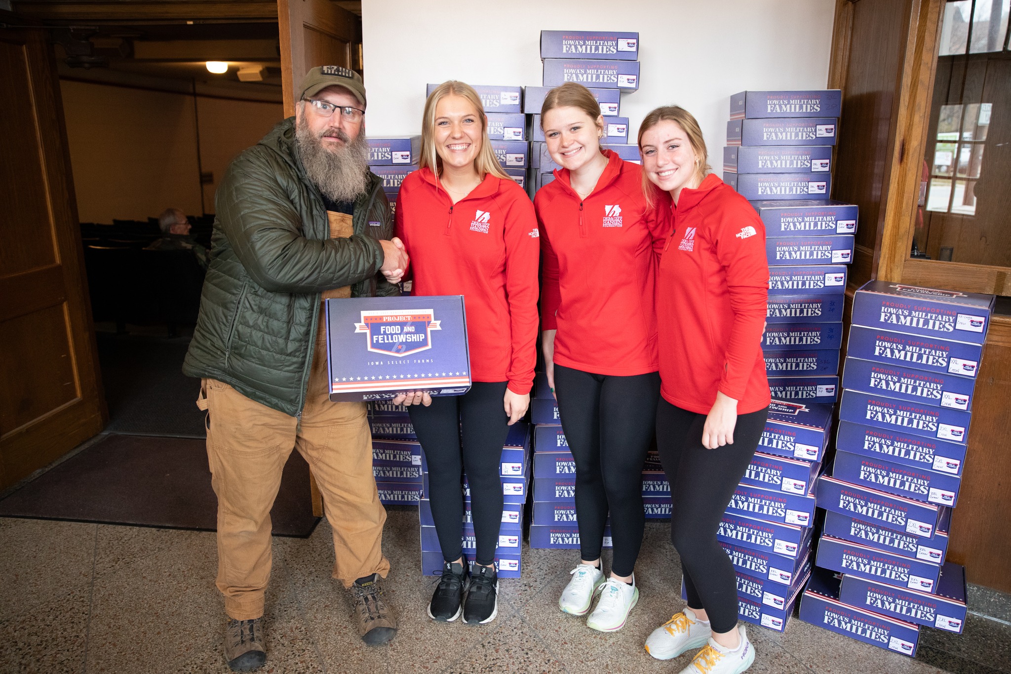 delivery tea with a veteran giving a thumbs up