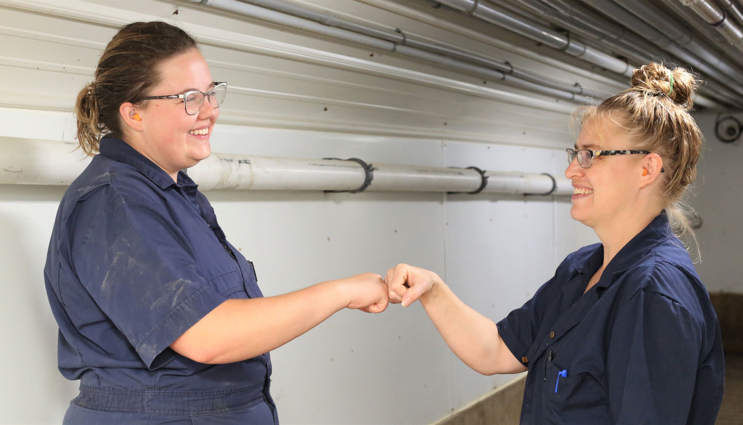 Kiley and her manager fist bump.