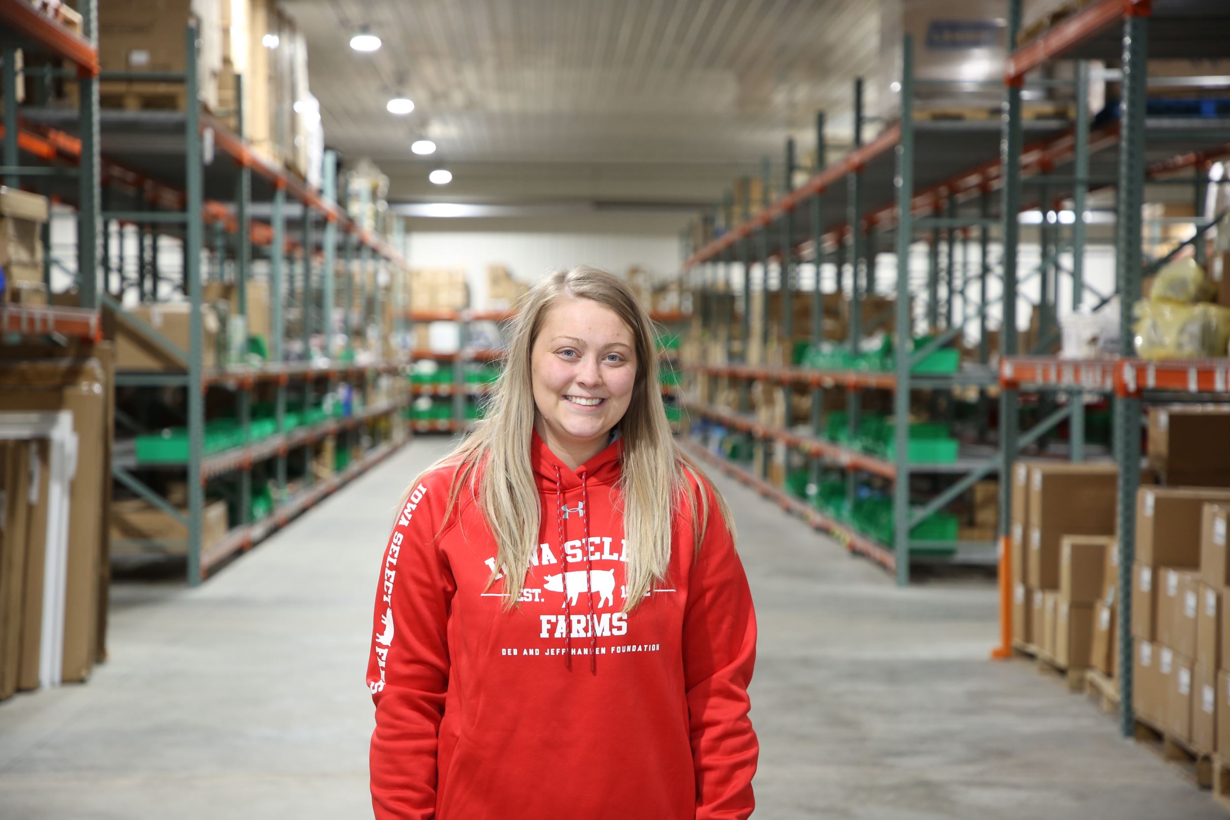 Rachel in the warehouse