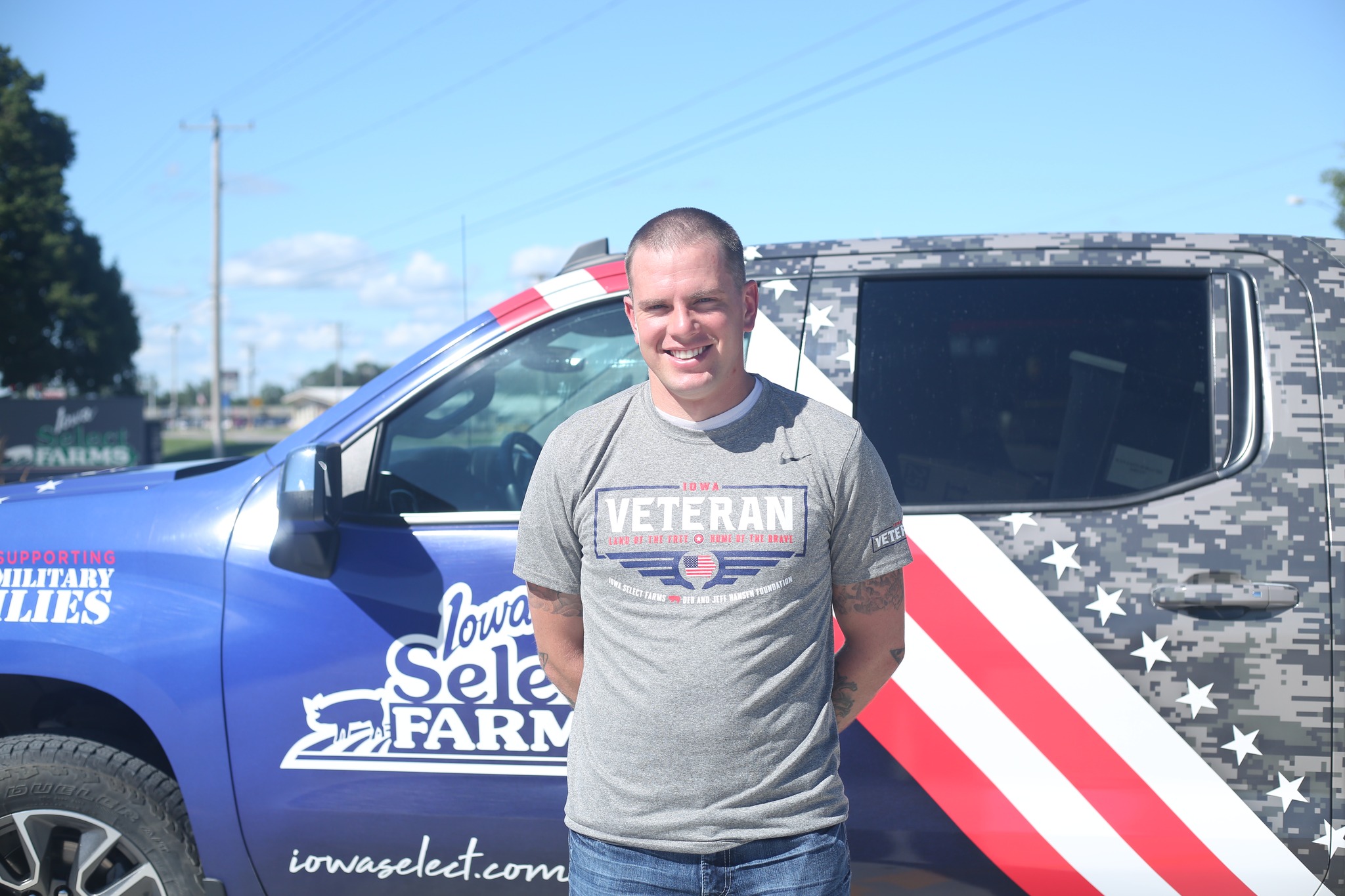 Cody with military truck