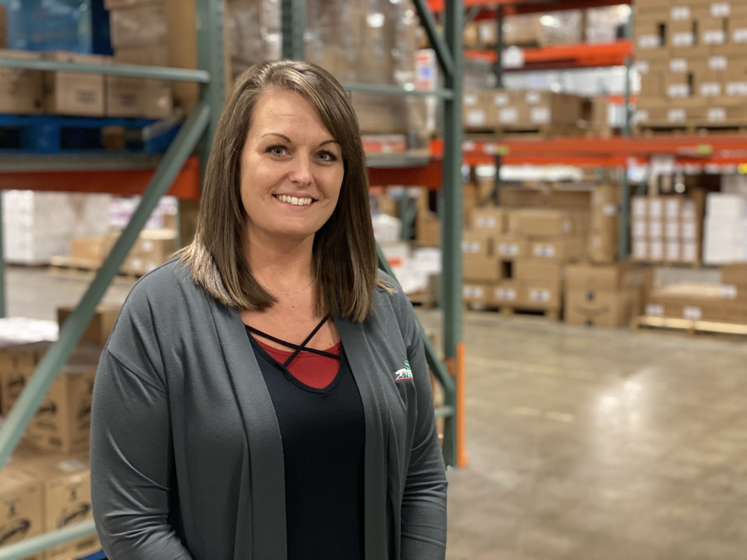 Erin in the warehouse