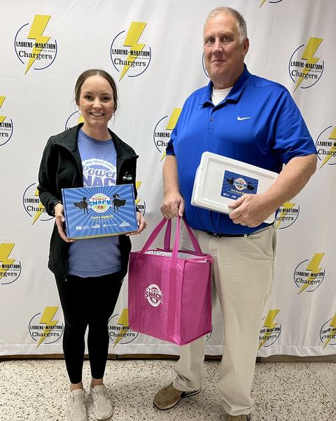 Madison with Principal Troy at Laurens-Matathon Elem