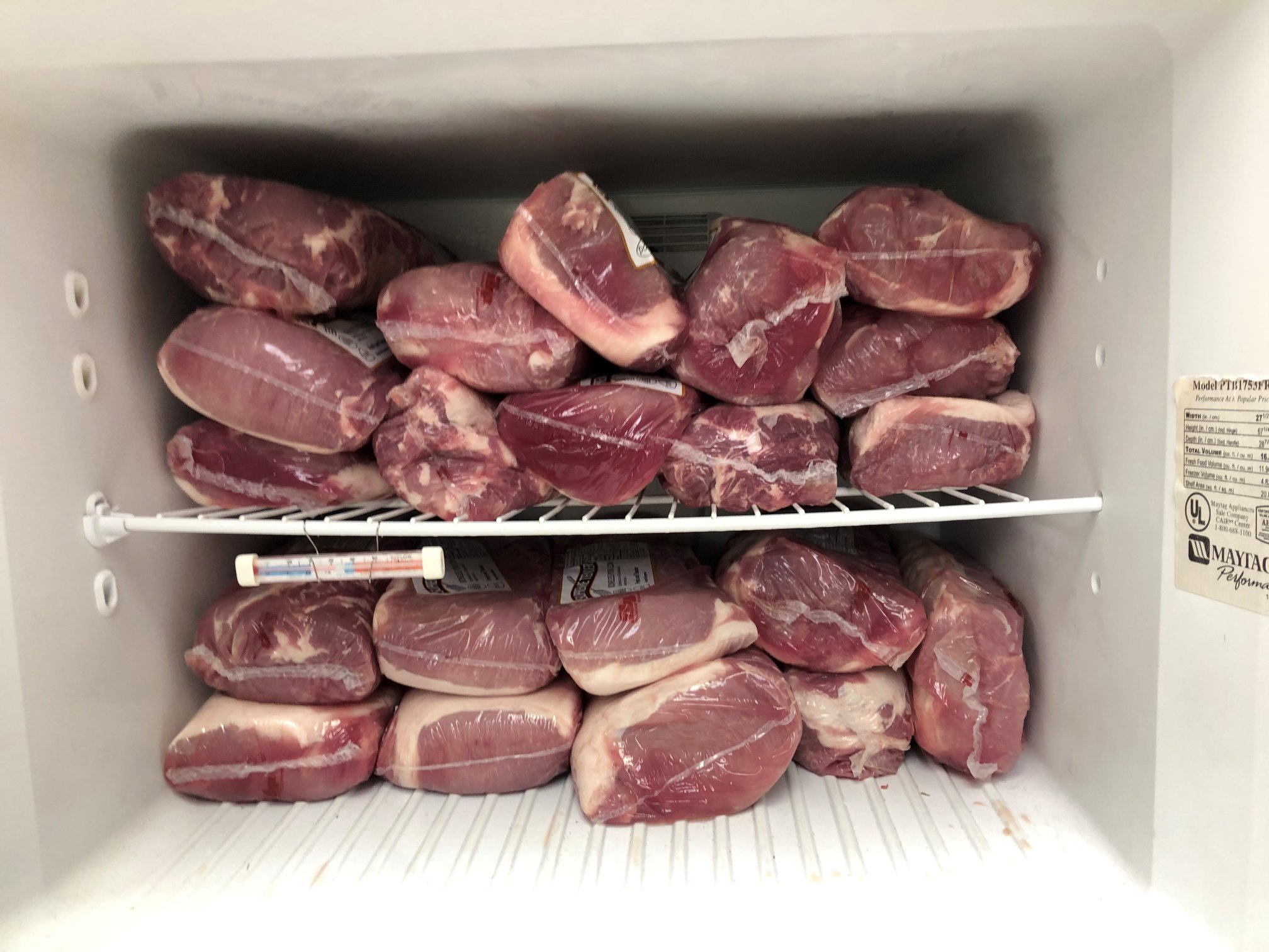Full freezer of pork loins