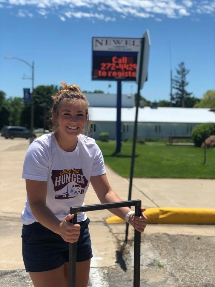 Lexie wheeling in more pork loins